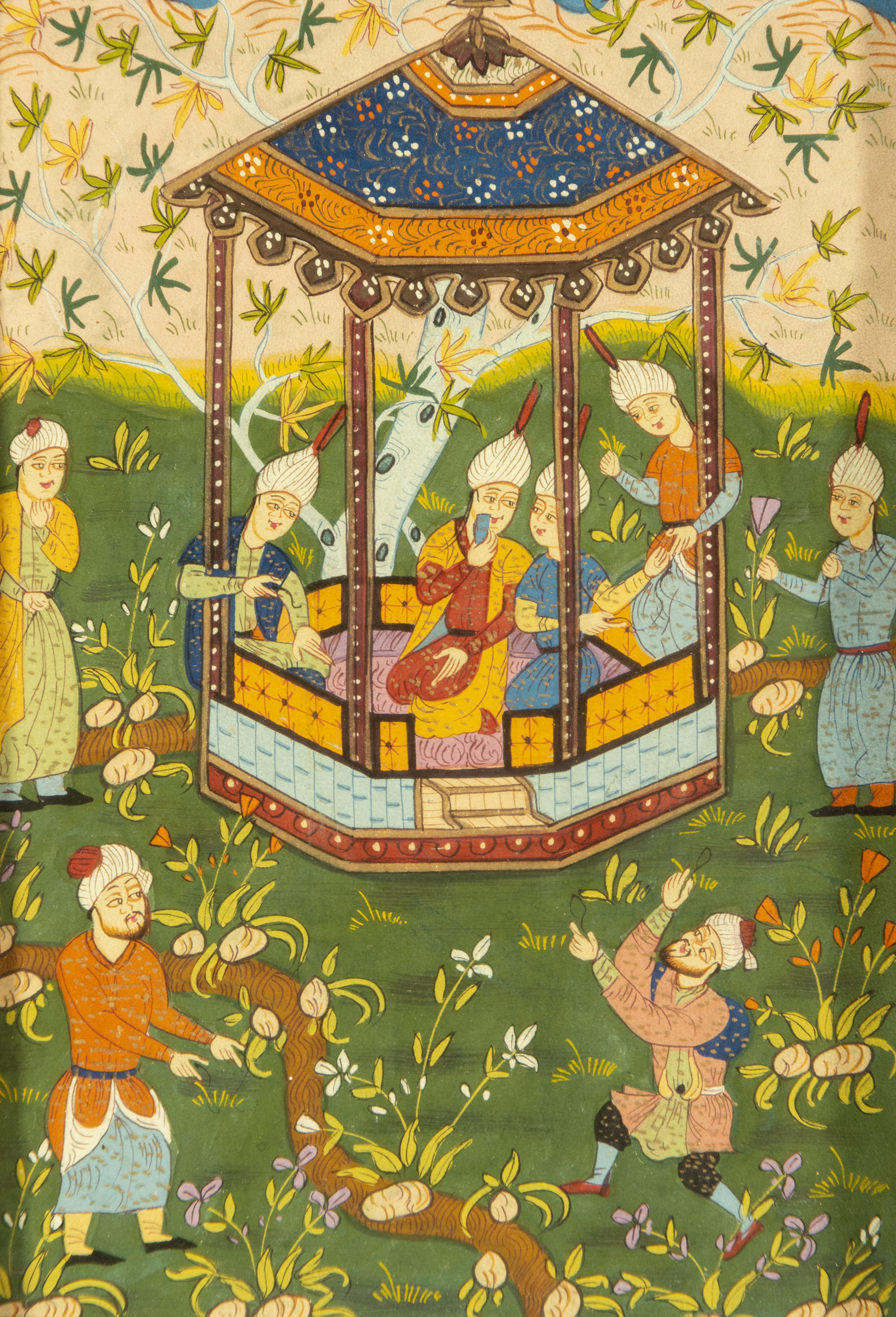 Indian School | Dibujo colonial India Mughal tinta y acuarela de ...