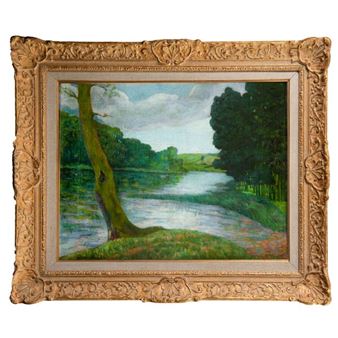 LOUIS ROY (1862-París, 1907) Barca sobre un río 1905 Óleo sobre lienzo - Louis George Eléonor Roy