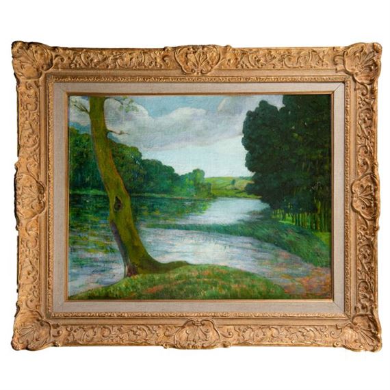 LOUIS ROY (1862-París, 1907) Barca sobre un río 1905 Óleo sobre lienzo - Louis George Eléonor Roy