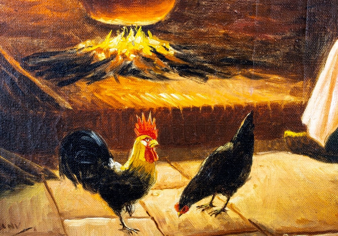 Artwork by R Valdemar, Woman by the Fireplace, Made of oil on canvas