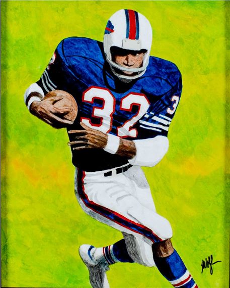 Football Player - OJ Simpson, Buffalo Bills (titled on verso by Leon Wolf
