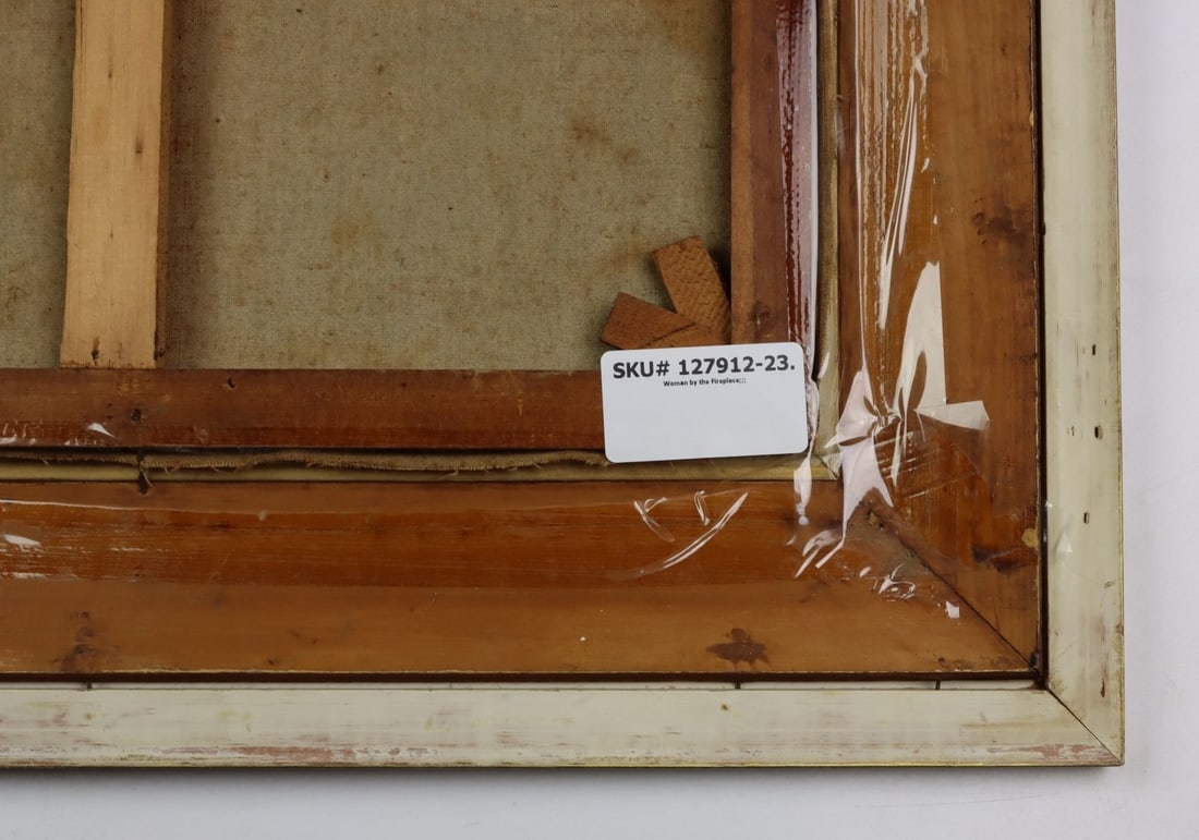 Artwork by R Valdemar, Woman by the Fireplace, Made of oil on canvas