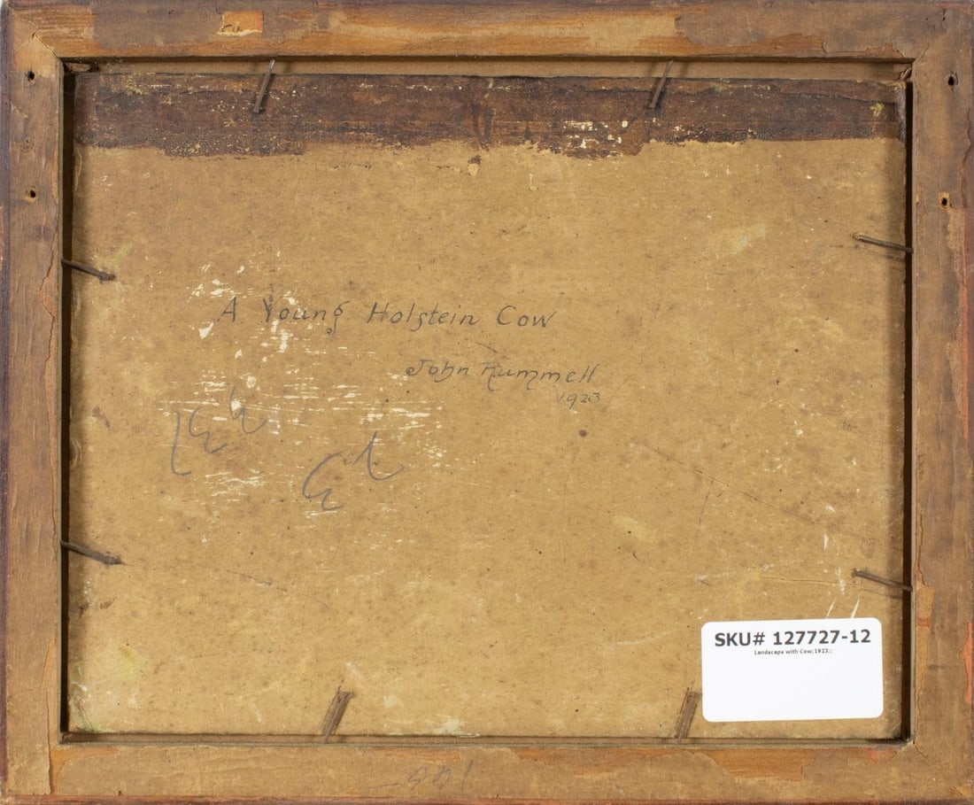 Artwork by John Rummell, A Young Holstein Cow (titled on verso, Made of oil on board