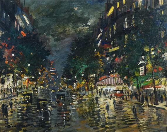Parisian Boulevard at Night by Konstantin Alexeyevitch Korovin