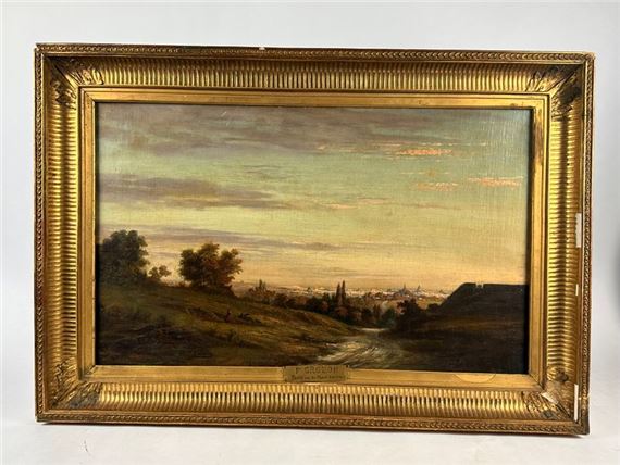 François Frédéric GROBON (Lyon 1815 - Paris 1901) Paris seen from Mont Valérien Canvas 41 x 65 cm Signed lower left F - François - Frédéric Grobon