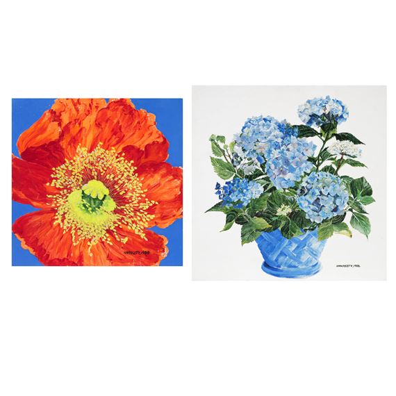 Untitled (Blue Hydrangeas) and Untitled (Orange Poppy) (Two Works) by Eszter Haraszty, 1986