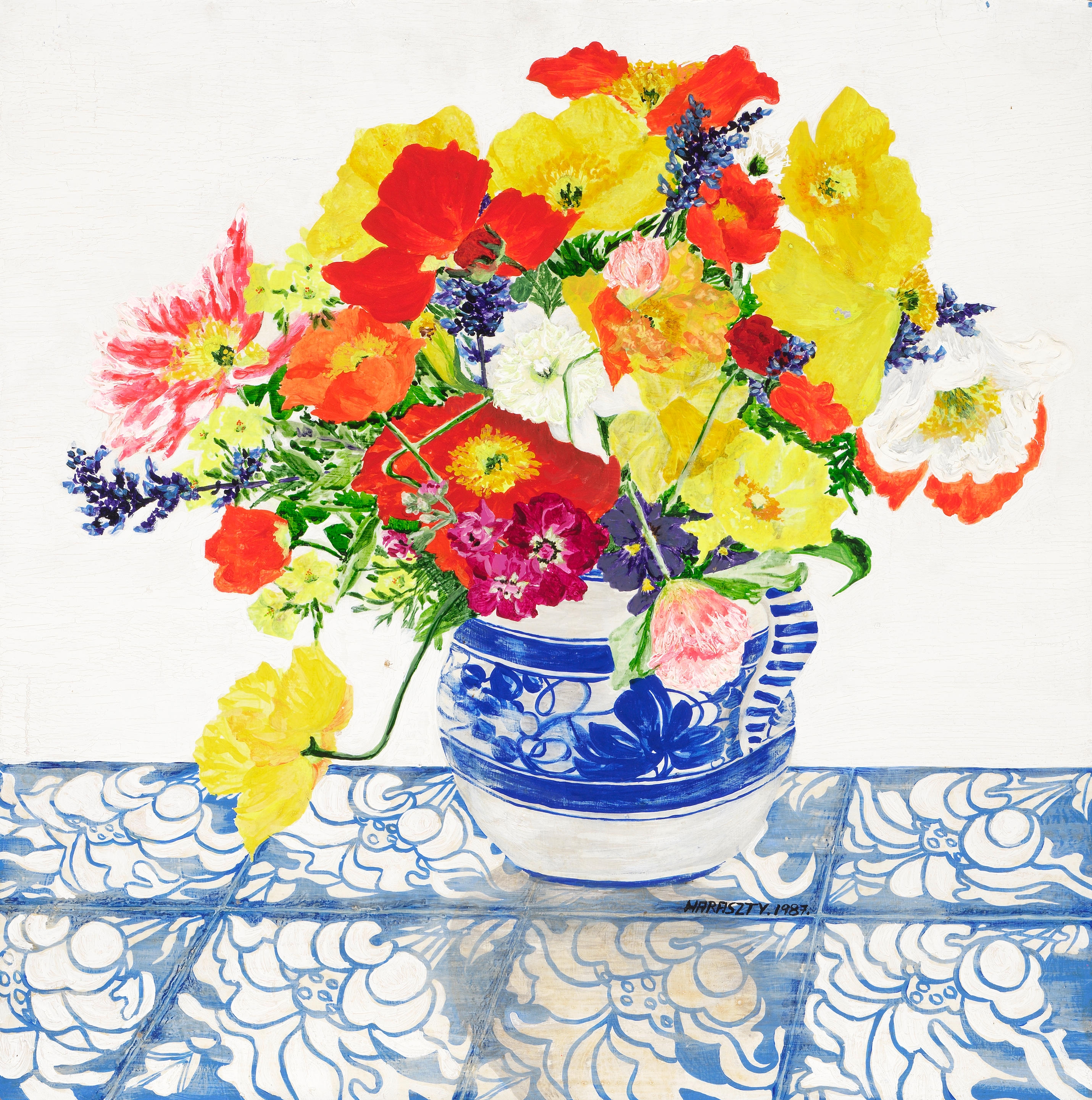 Artwork by Eszter Haraszty, Untitled (Roses) and Untitled (Poppies) (Two Works), Made of acrylic on masonite