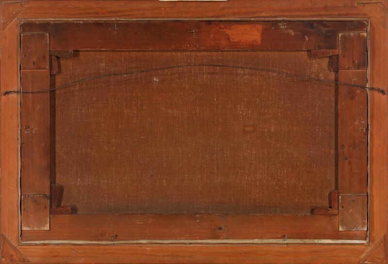 Artwork by Harald Frederik Foss, Scenery from a lake with a man fishing from a boat, Made of Oil on canvas