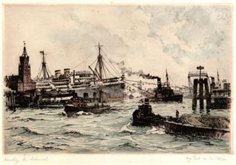 Am Kehrwieder.- Farbradierung - Adolf Mühlhan