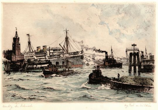 Am Kehrwieder.- Farbradierung - Adolf Mühlhan