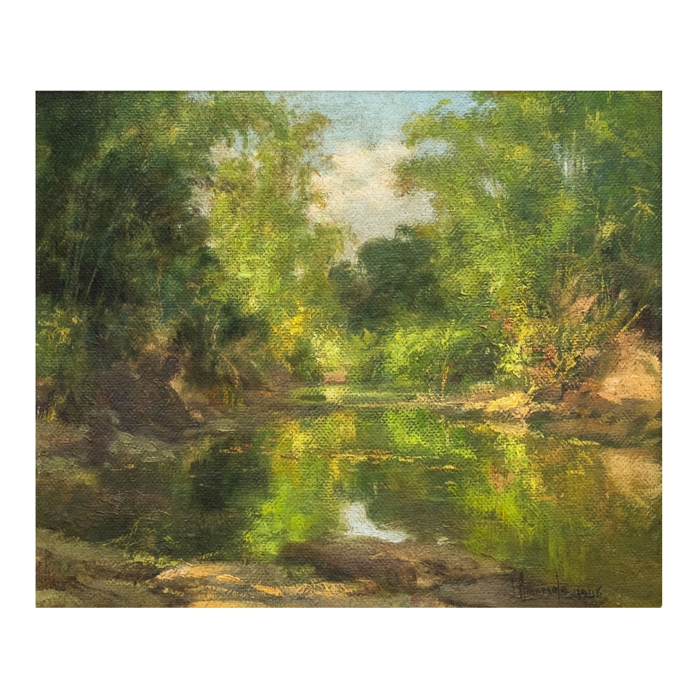 Artwork by Fernando Amorsolo, Stream, Made of oil on masonite board