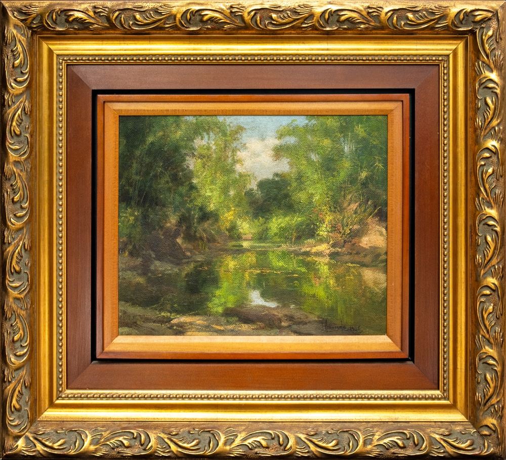 Artwork by Fernando Amorsolo, Stream, Made of oil on masonite board