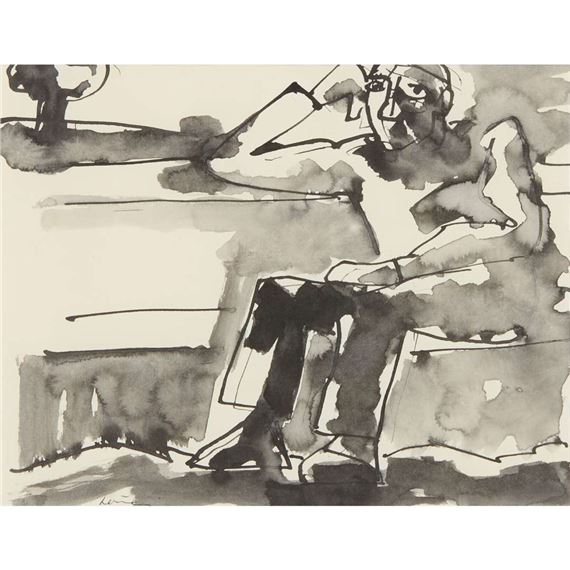 A SEATED MINER by Josef Herman