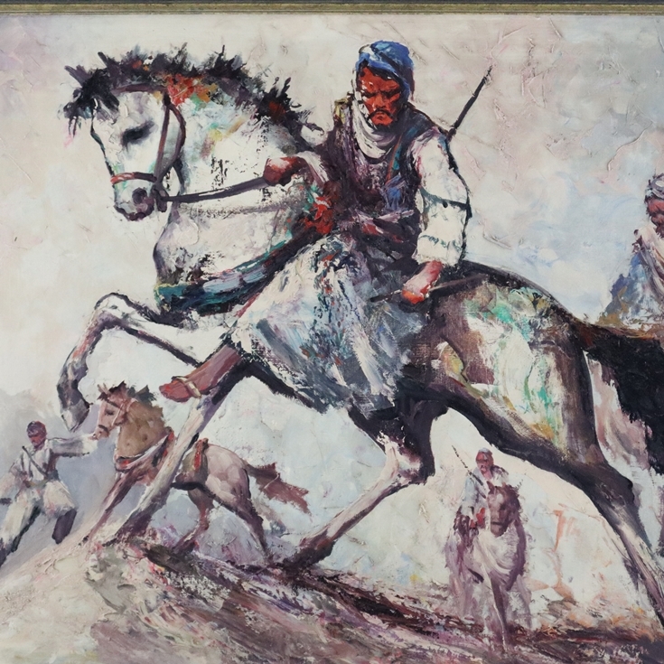 Artwork by Anoush Rahnavardkar, Orientalische Reiter in der Wüste, Made of oil on canvas