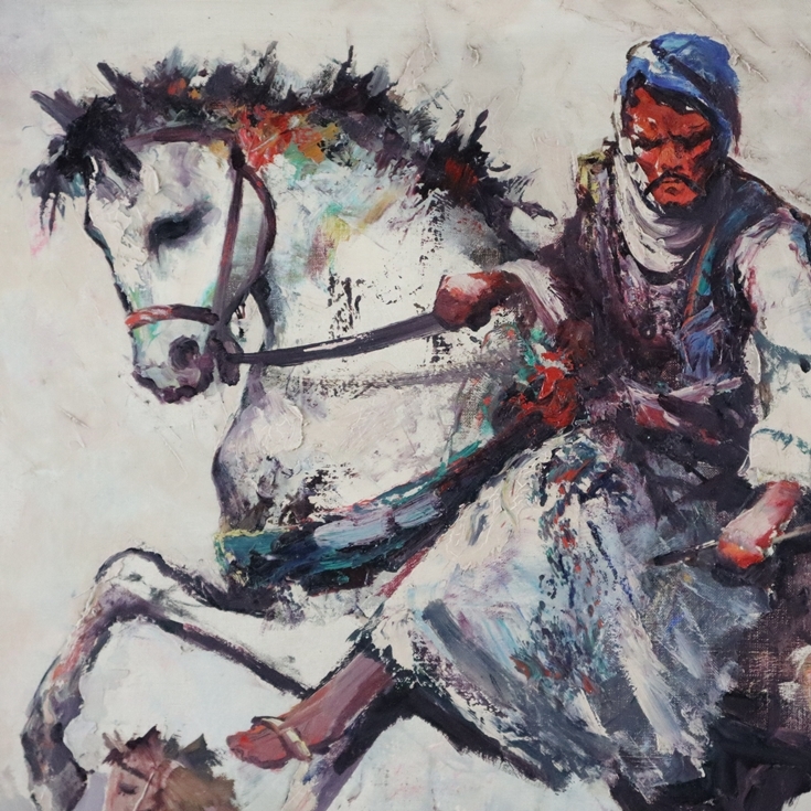 Artwork by Anoush Rahnavardkar, Orientalische Reiter in der Wüste, Made of oil on canvas