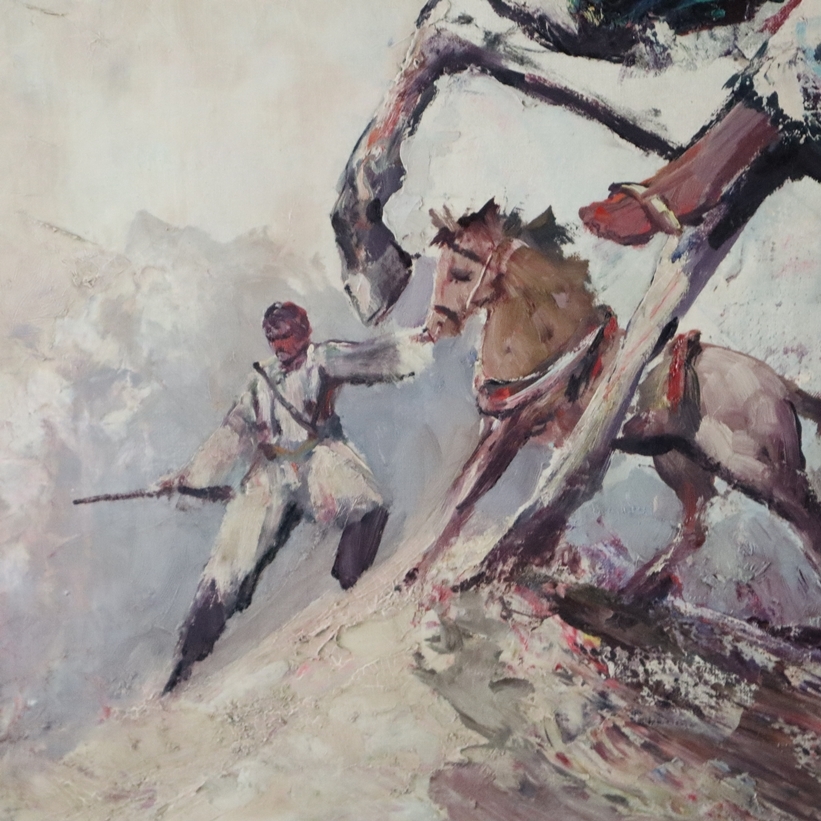 Artwork by Anoush Rahnavardkar, Orientalische Reiter in der Wüste, Made of oil on canvas