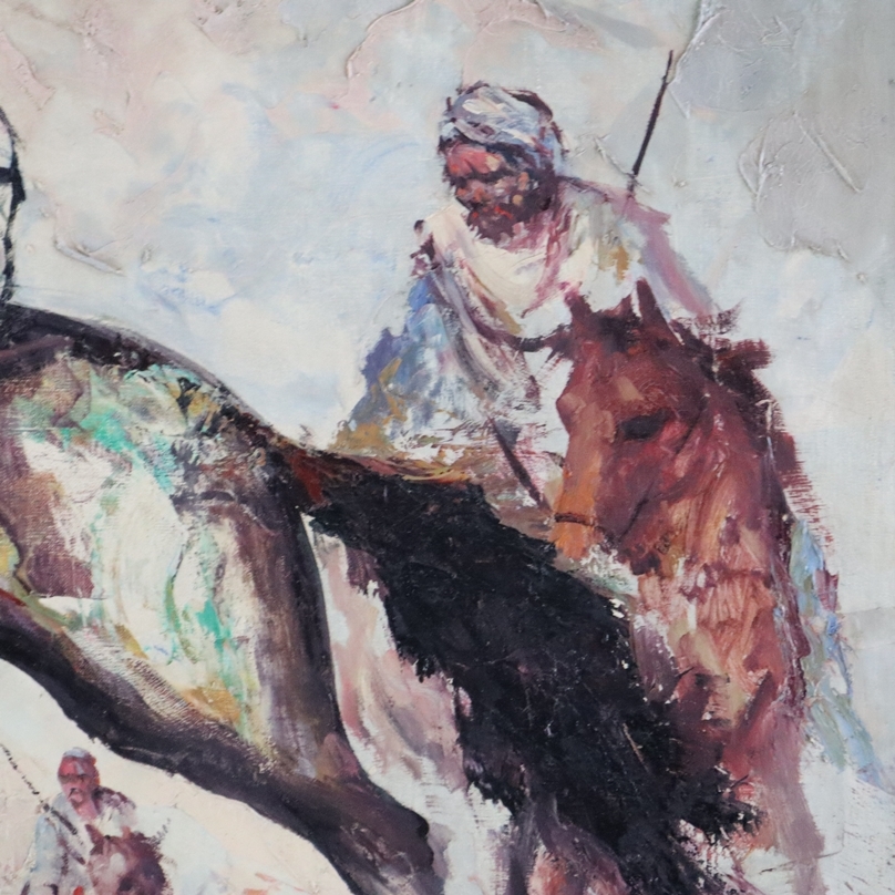 Artwork by Anoush Rahnavardkar, Orientalische Reiter in der Wüste, Made of oil on canvas
