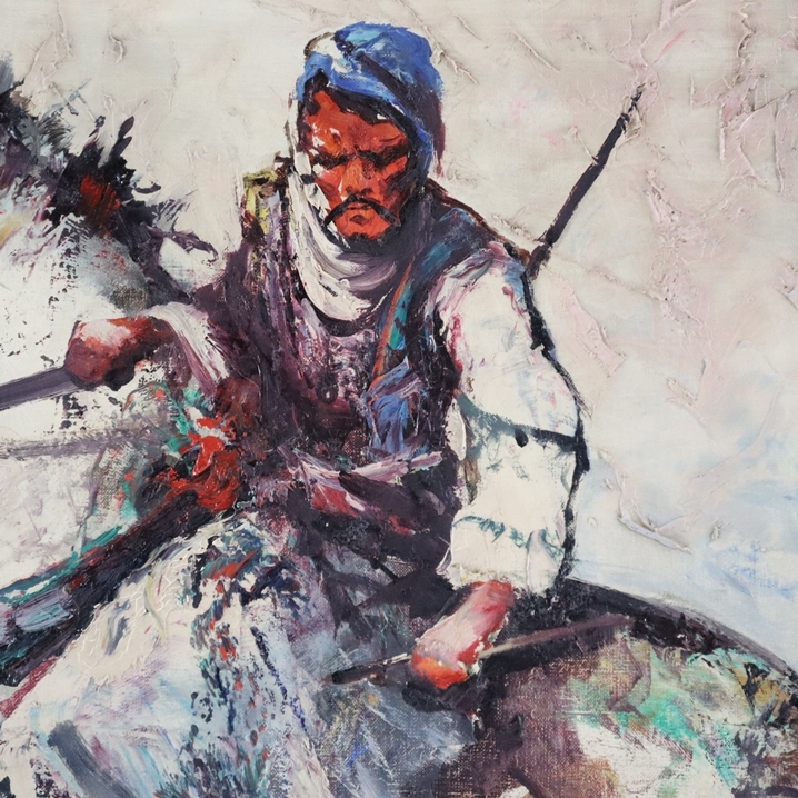 Artwork by Anoush Rahnavardkar, Orientalische Reiter in der Wüste, Made of oil on canvas