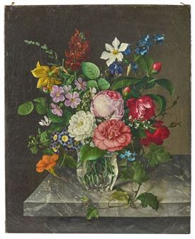 Flowering vase on an entablature - Johann Kohberger