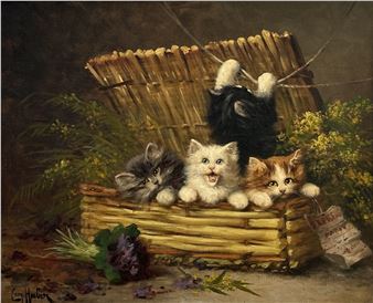 playing cats - Léon Huber