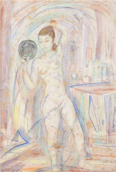 female nude in interior by Georges Creten