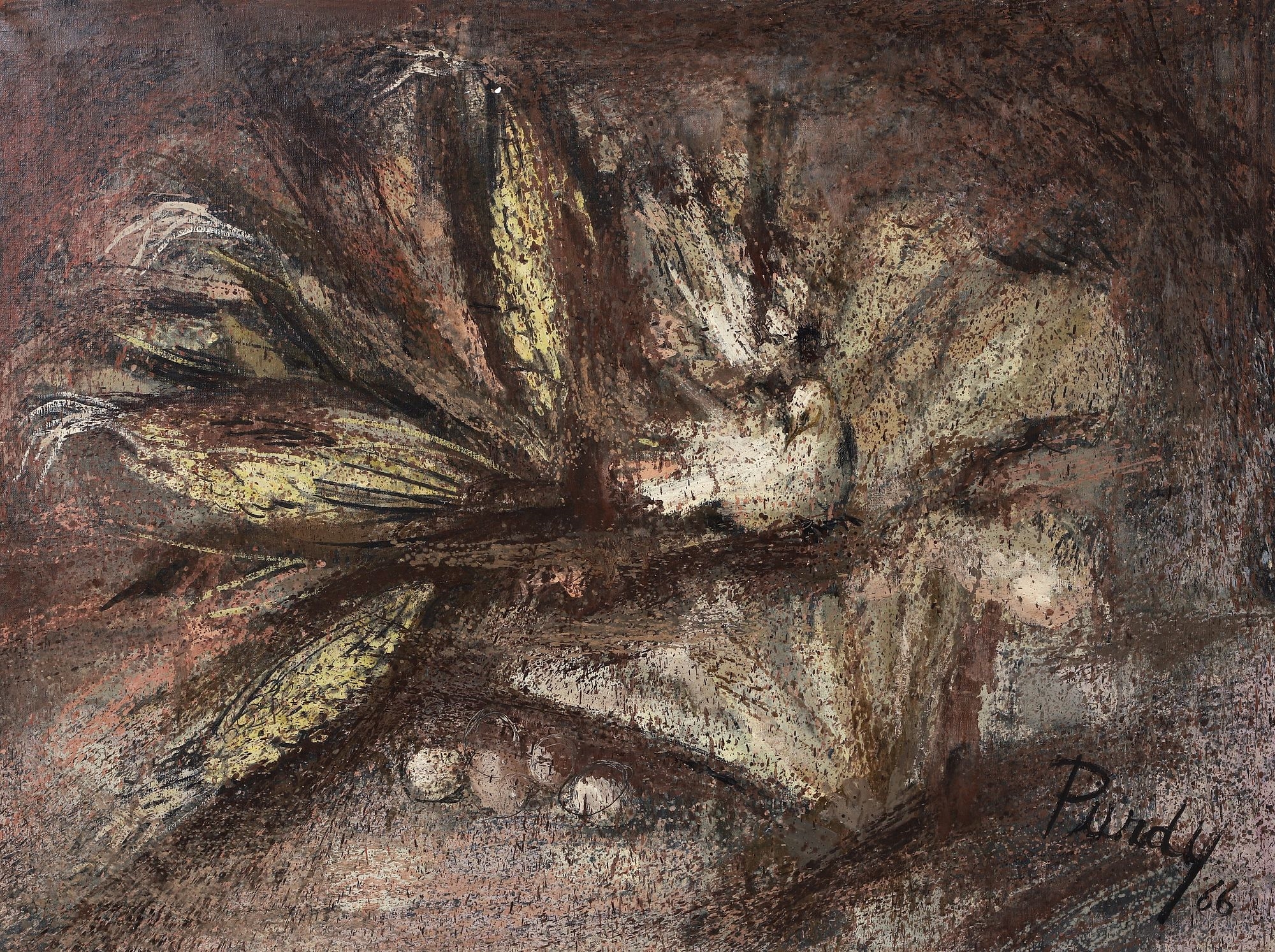 Robert Cleaver Purdy | Abstracted Dove Amongst Foliage (1966) | MutualArt