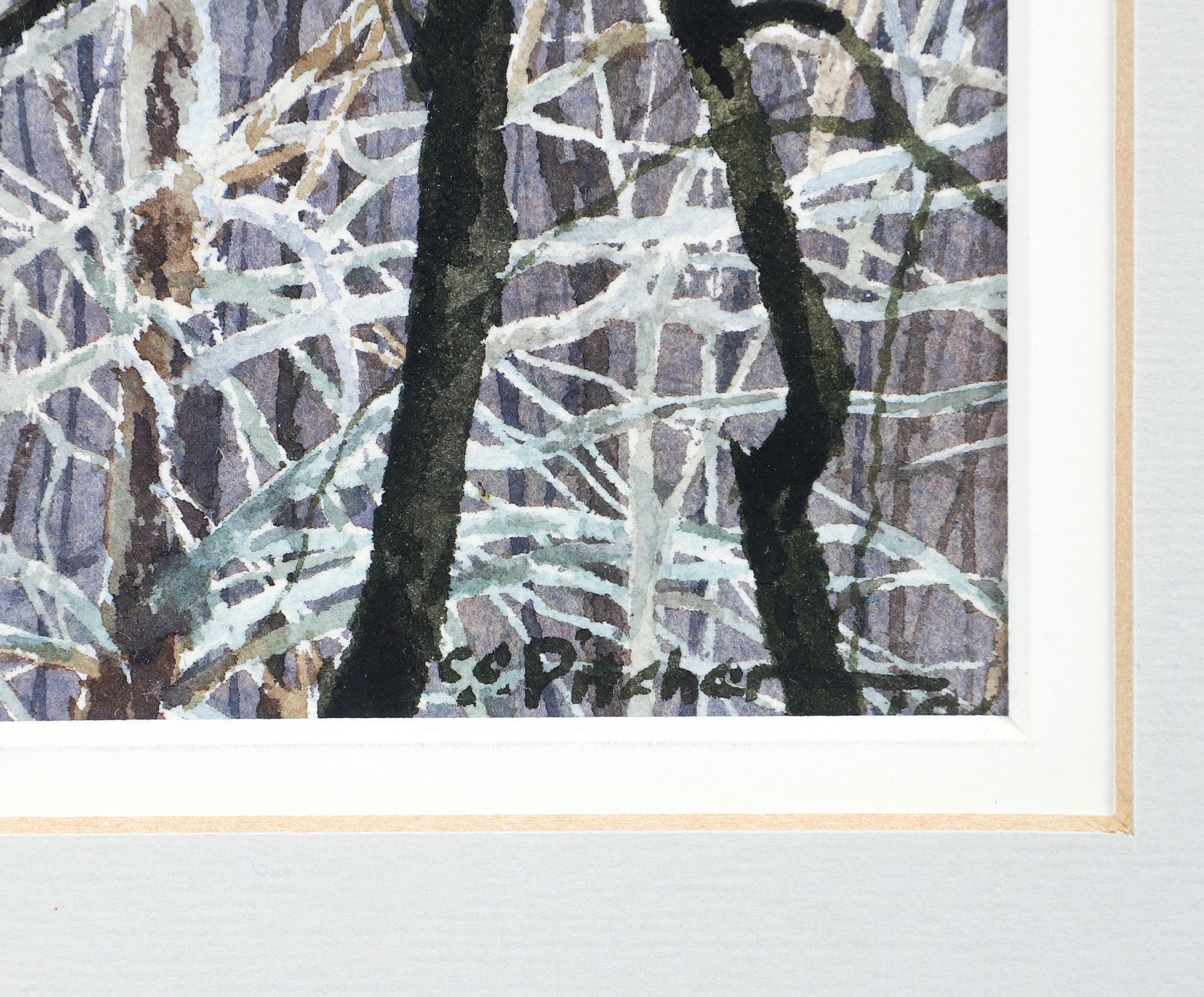 Artwork by Charles Pitcher, Charles Pitcher framed watercolor Crosslight, Made of watercolor