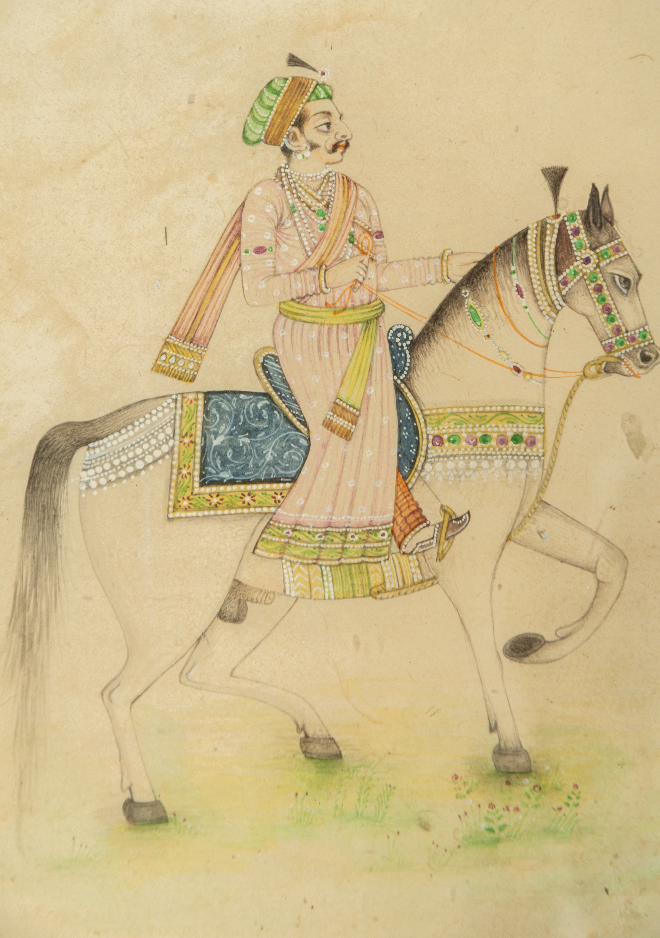 Mughal School | Dibujo tinta y acuarela Mughal colonial India personaje ...