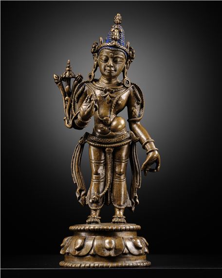 A COPPER ALLOY FIGURE OF AVALOKITESHVARA PADMAPANI, WESTERN TIBET, 14TH by Tibetan School, 14th Century