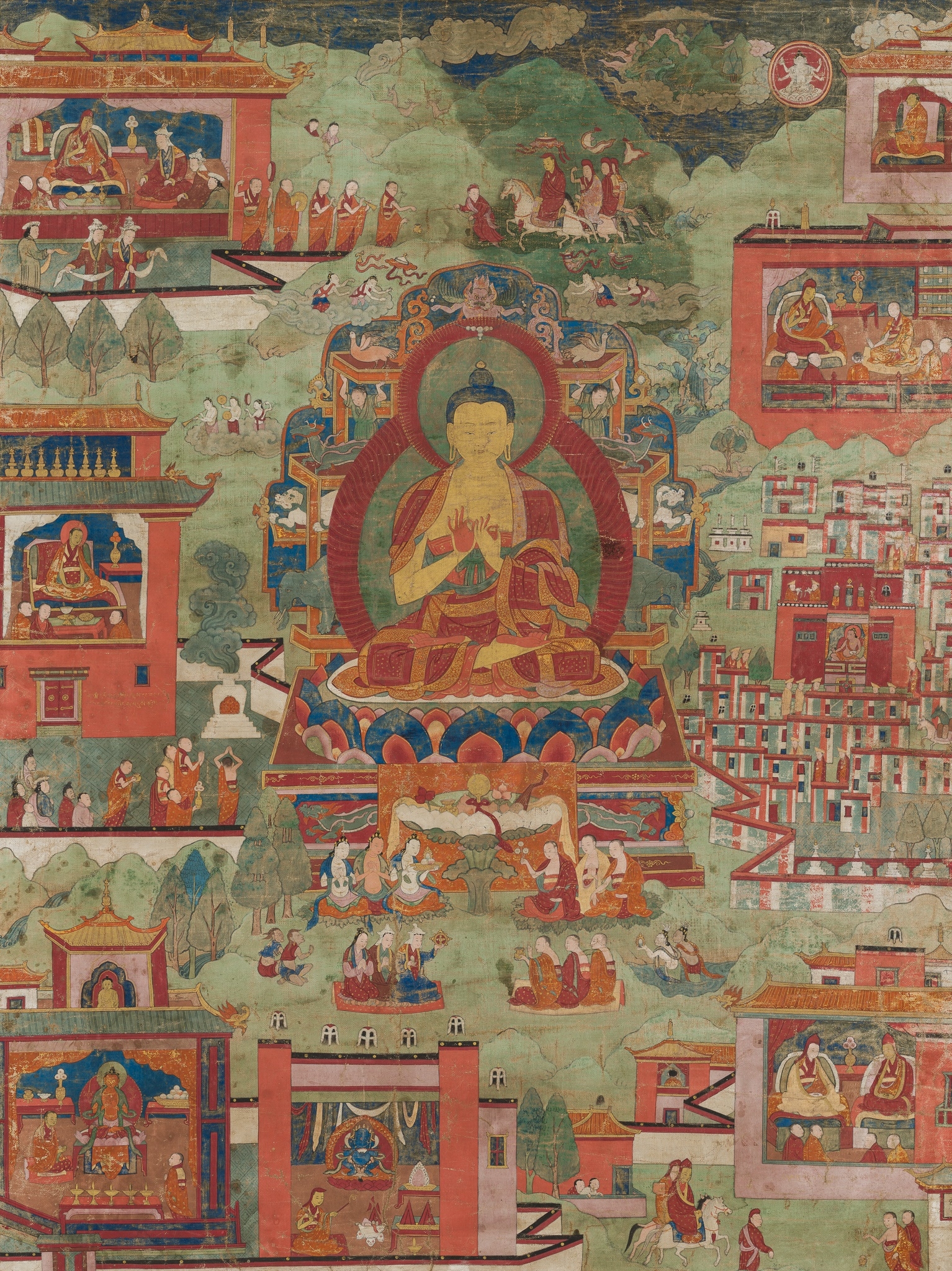 Tibetan School, 18th Century | A THANGKA DEPICTING SCENES FROM THE PAST ...