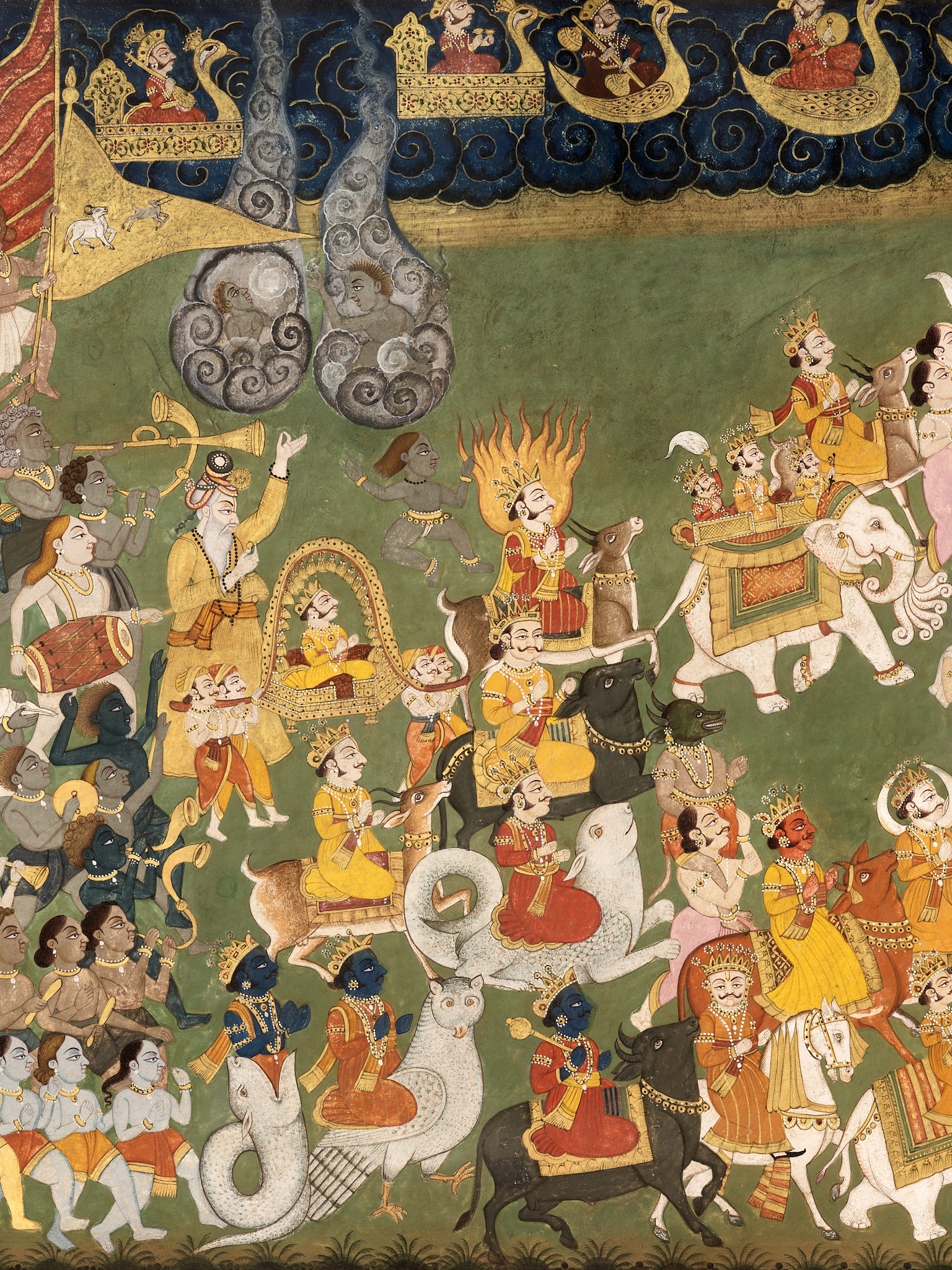 Artwork by Indian School, 18th Century, A LARGE INDIAN PAINTING OF SHIVA ON NANDI IN A PROCESSION WITH OTHER DEITIES, Made of miniature