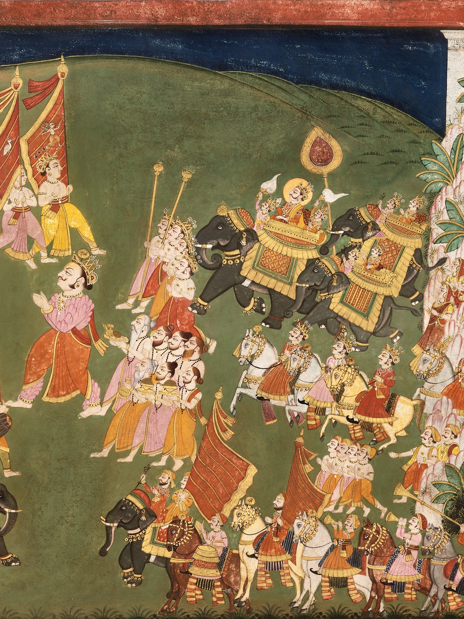 Artwork by Indian School, 18th Century, A LARGE INDIAN PAINTING OF SHIVA ON NANDI IN A PROCESSION WITH OTHER DEITIES, Made of miniature
