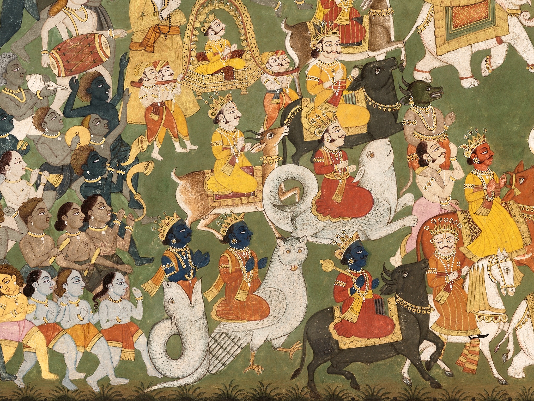 Artwork by Indian School, 18th Century, A LARGE INDIAN PAINTING OF SHIVA ON NANDI IN A PROCESSION WITH OTHER DEITIES, Made of miniature