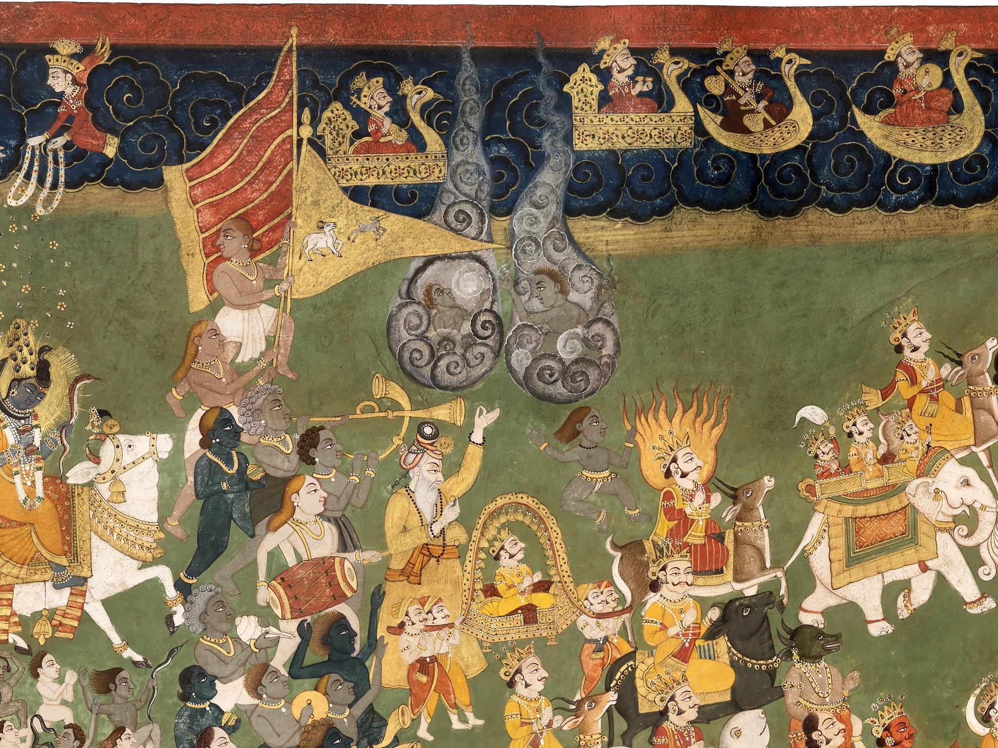 Artwork by Indian School, 18th Century, A LARGE INDIAN PAINTING OF SHIVA ON NANDI IN A PROCESSION WITH OTHER DEITIES, Made of miniature