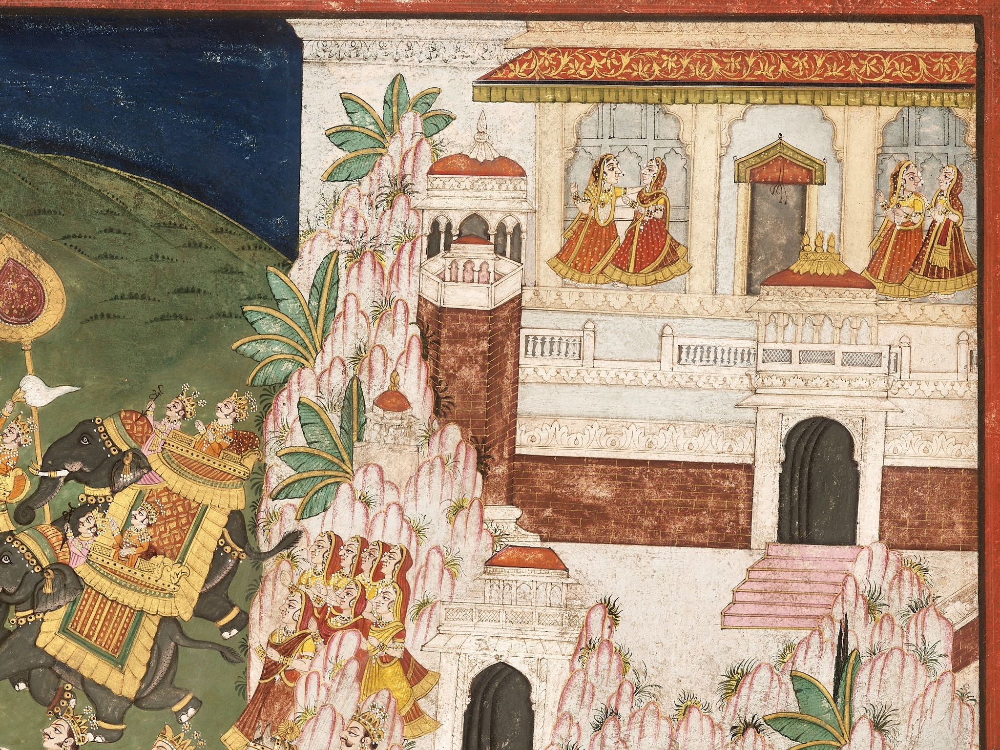 Artwork by Indian School, 18th Century, A LARGE INDIAN PAINTING OF SHIVA ON NANDI IN A PROCESSION WITH OTHER DEITIES, Made of miniature