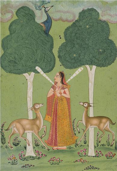 AN INDIAN MINIATURE PAINTING FROM A RAGAMALA SERIES DEPICTING THE GAURI RAGINI, DECCAN, LATE 18TH TO EARLY 19TH CENTURY
