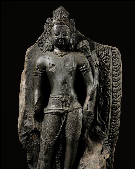 A GRAY STONE STELE OF PADMAPANI, NEPAL, 9TH CENTURY - Nepalese School, 9th Century