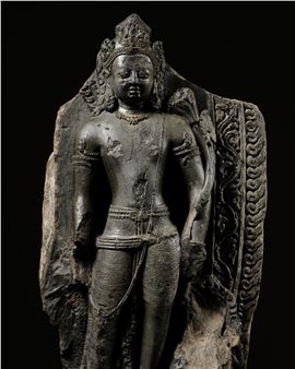 A GRAY STONE STELE OF PADMAPANI, NEPAL, 9TH CENTURY - Nepalese School, 9th Century