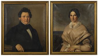 Portrait pendants of a couple - Monogrammist A.B.