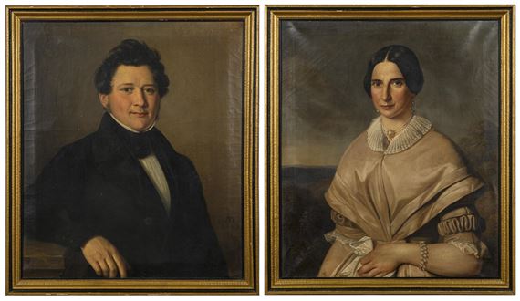 Portrait pendants of a couple - Monogrammist A.B.