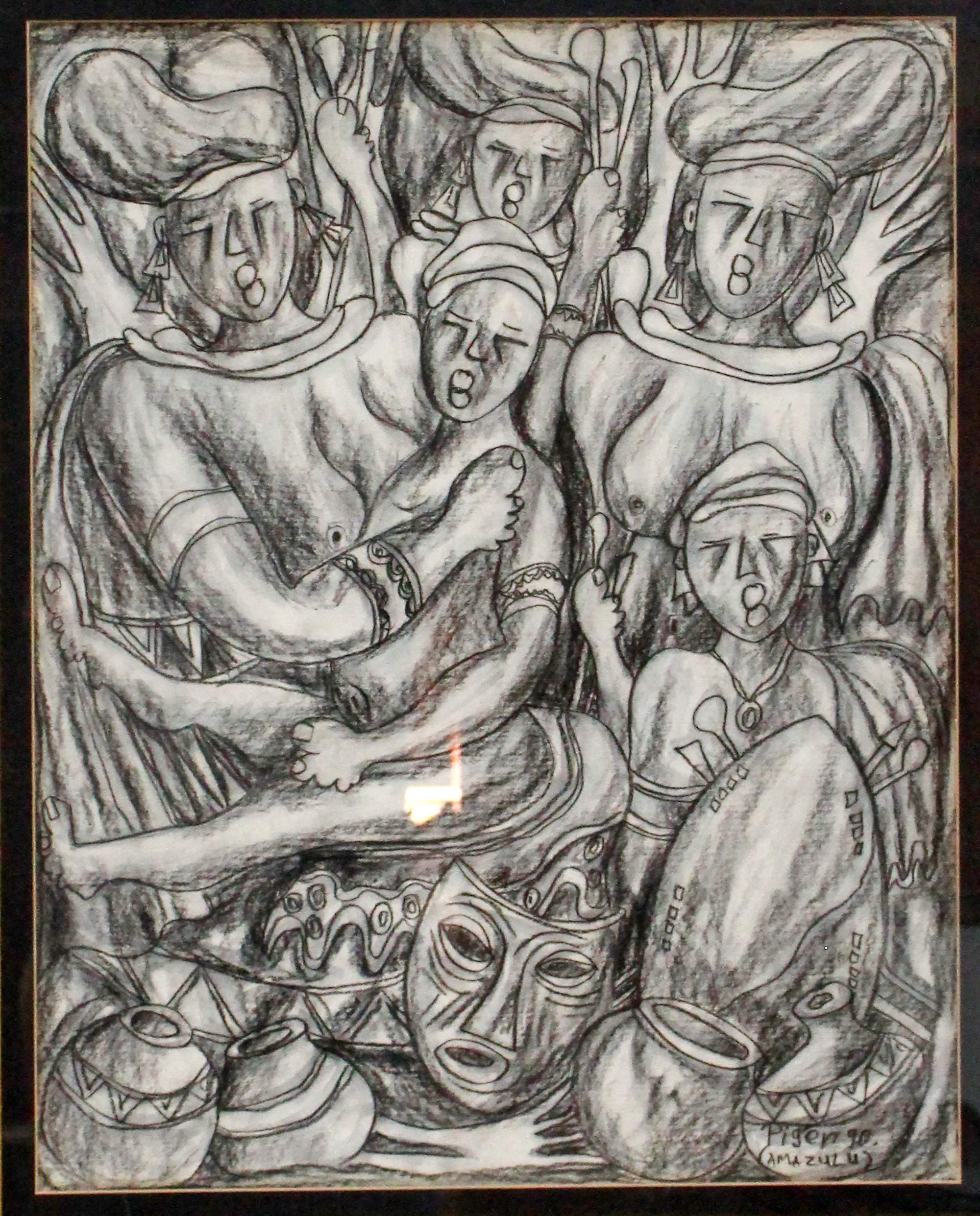 Artwork by Pigen, AMAZULU, Made of charcoal on paper