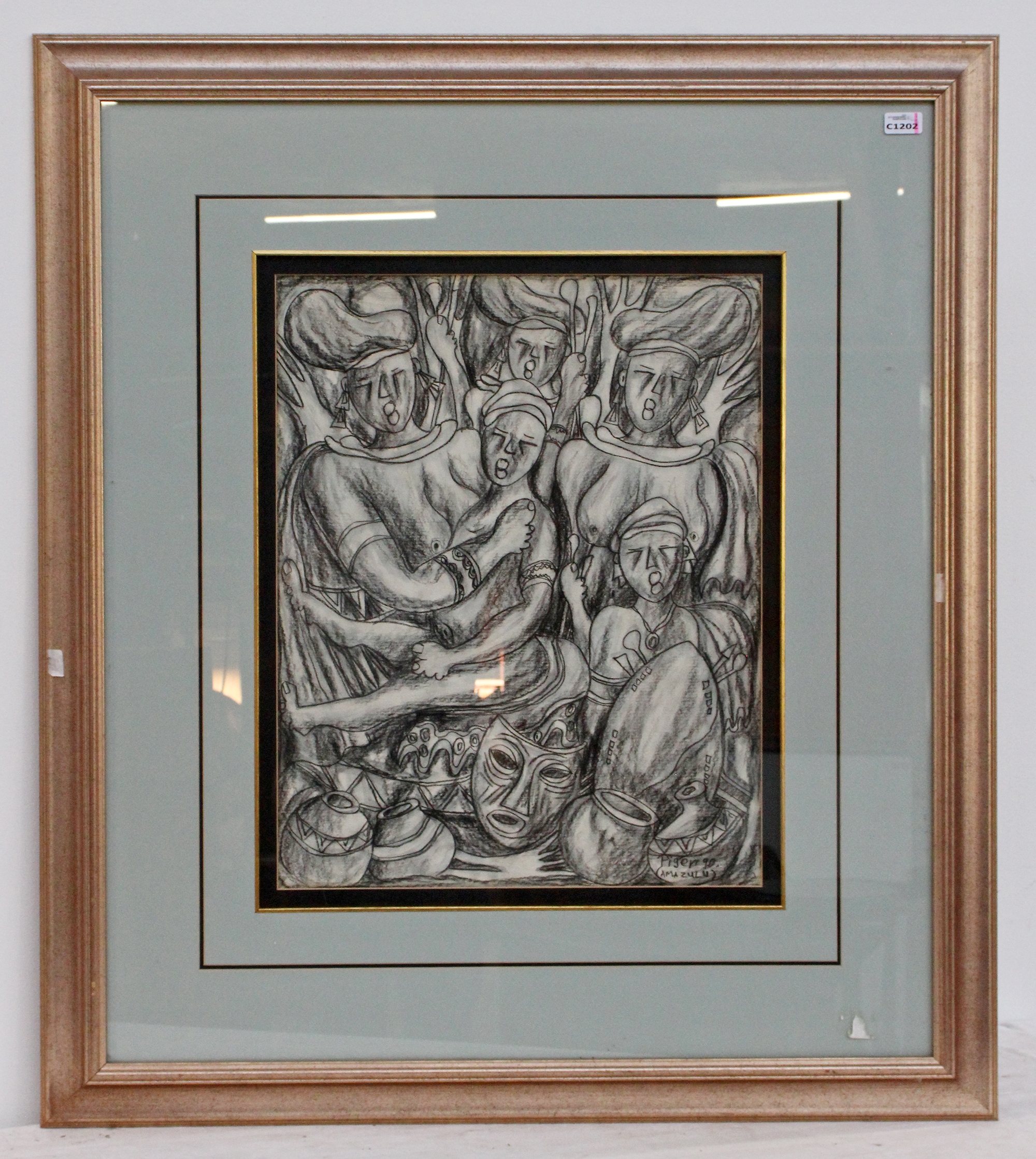 Artwork by Pigen, AMAZULU, Made of charcoal on paper