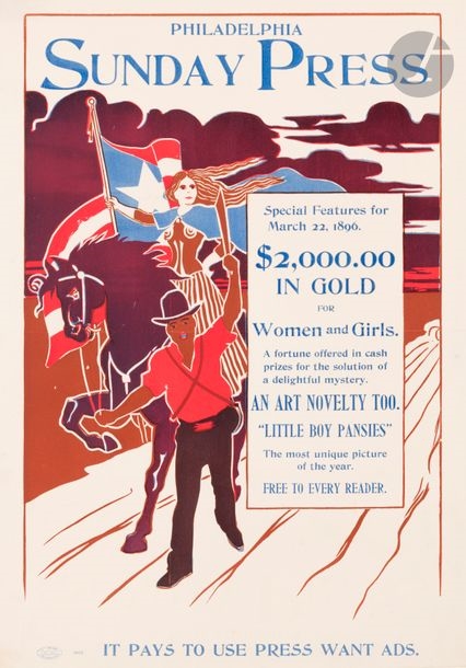 Artwork by George Reiter Brill, Philadelphia Sunday Press, Made of chromolithographs