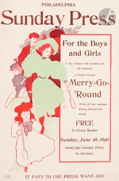 Artwork by George Reiter Brill, Philadelphia Sunday Press, Made of chromolithographs