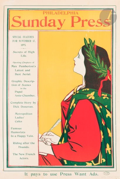 Artwork by George Reiter Brill, Philadelphia Sunday Press, Made of chromolithographs