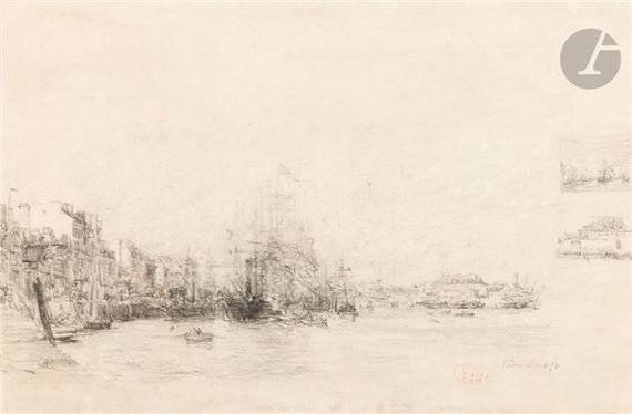 View of the port of Le Havre, 1854 ? by Félix Ziem, 1854