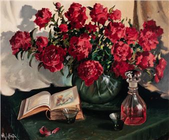 CLAYTON STAPLES (1892-1978) OIL ON CANVAS STILL LIFE - Clayton Staples