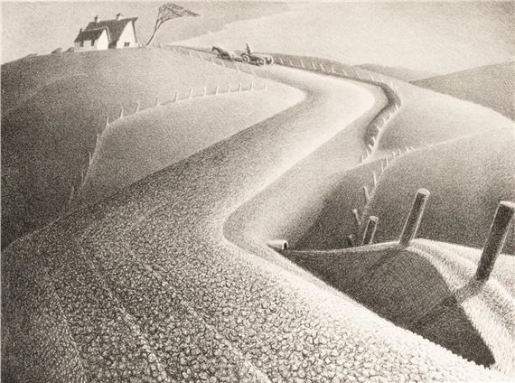 GRANT WOOD (1891-1942) PENCIL SIGNED LITHOGRAPH by Grant Wood, 1939