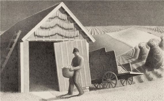 GRANT WOOD (1891-1942) PENCIL SIGNED LITHOGRAPH by Grant Wood, 1937