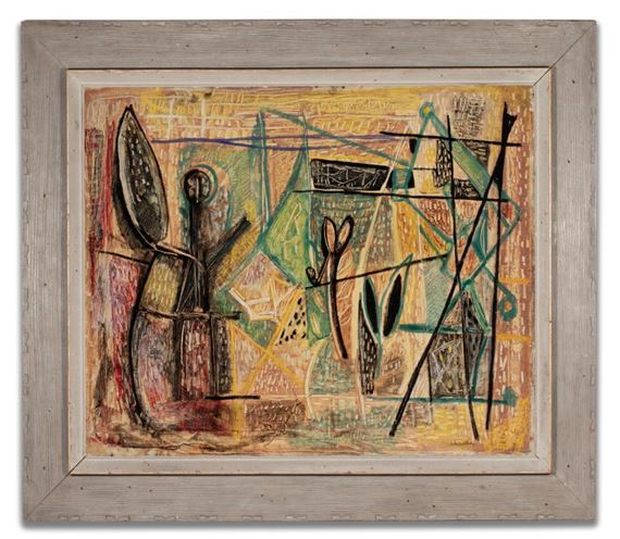 OIL ON CANVAS ABSTRACTION by Louis Schanker, circa 1940